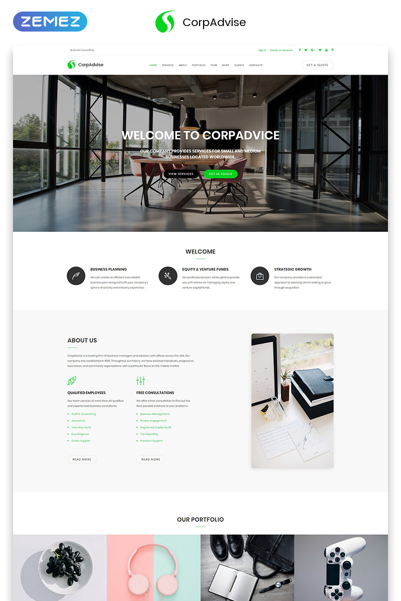 CorpAdvice - Fresh Business Consultancy Agency Landing Page Template