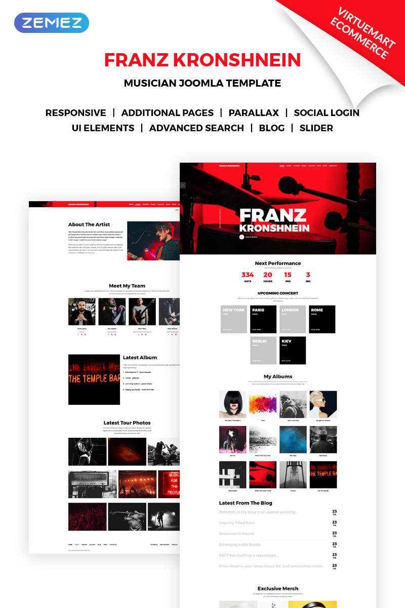 Franz Kronshnein - Musician Joomla Template