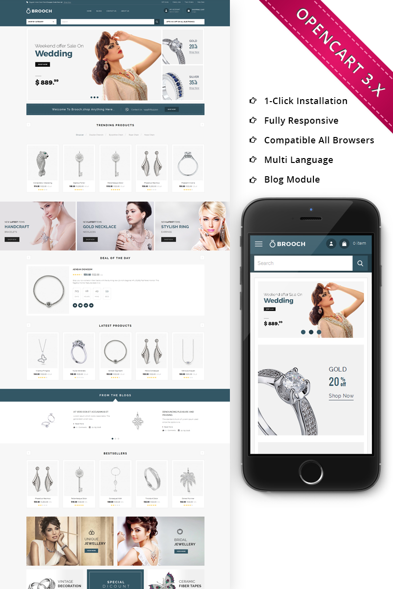 Brooch Jewellery - Responsive OpenCart Template