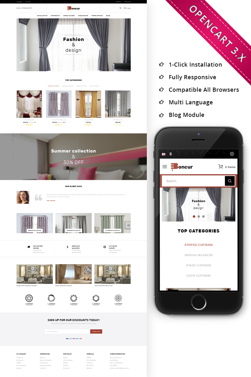 Boncur - The Curtain Shop Responsive OpenCart Template