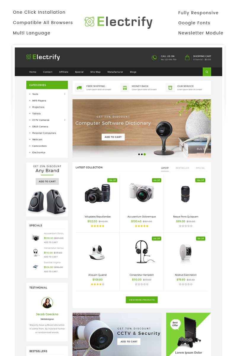 Electrify Digital Store OpenCart Responsive Template