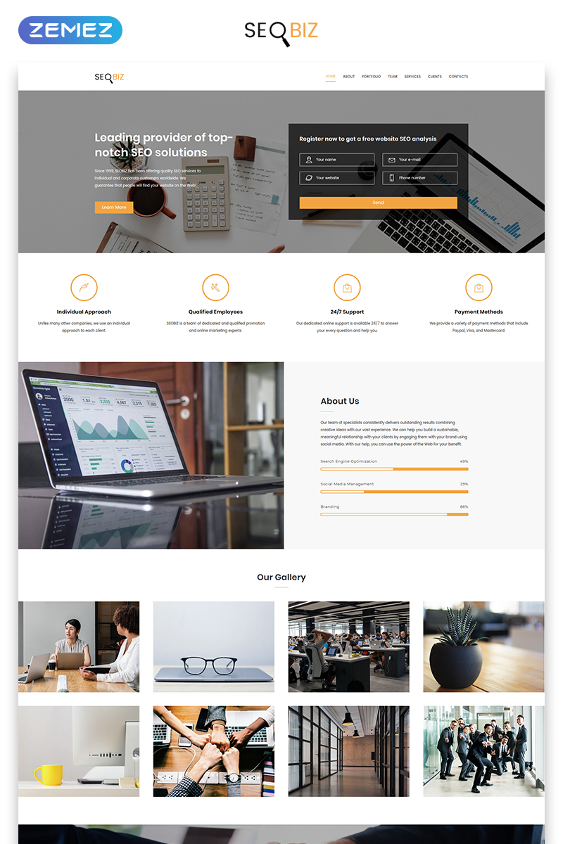 SEO Biz Modern HTML Landing Page Template