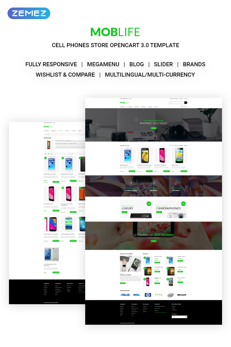 MobLife - Cell Phones Store OpenCart Template