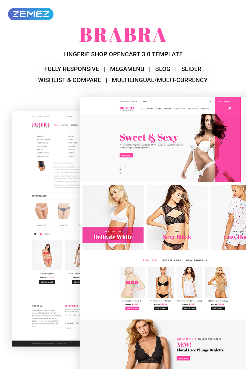 Brabra - Beautiful Lingerie Online Store OpenCart Template