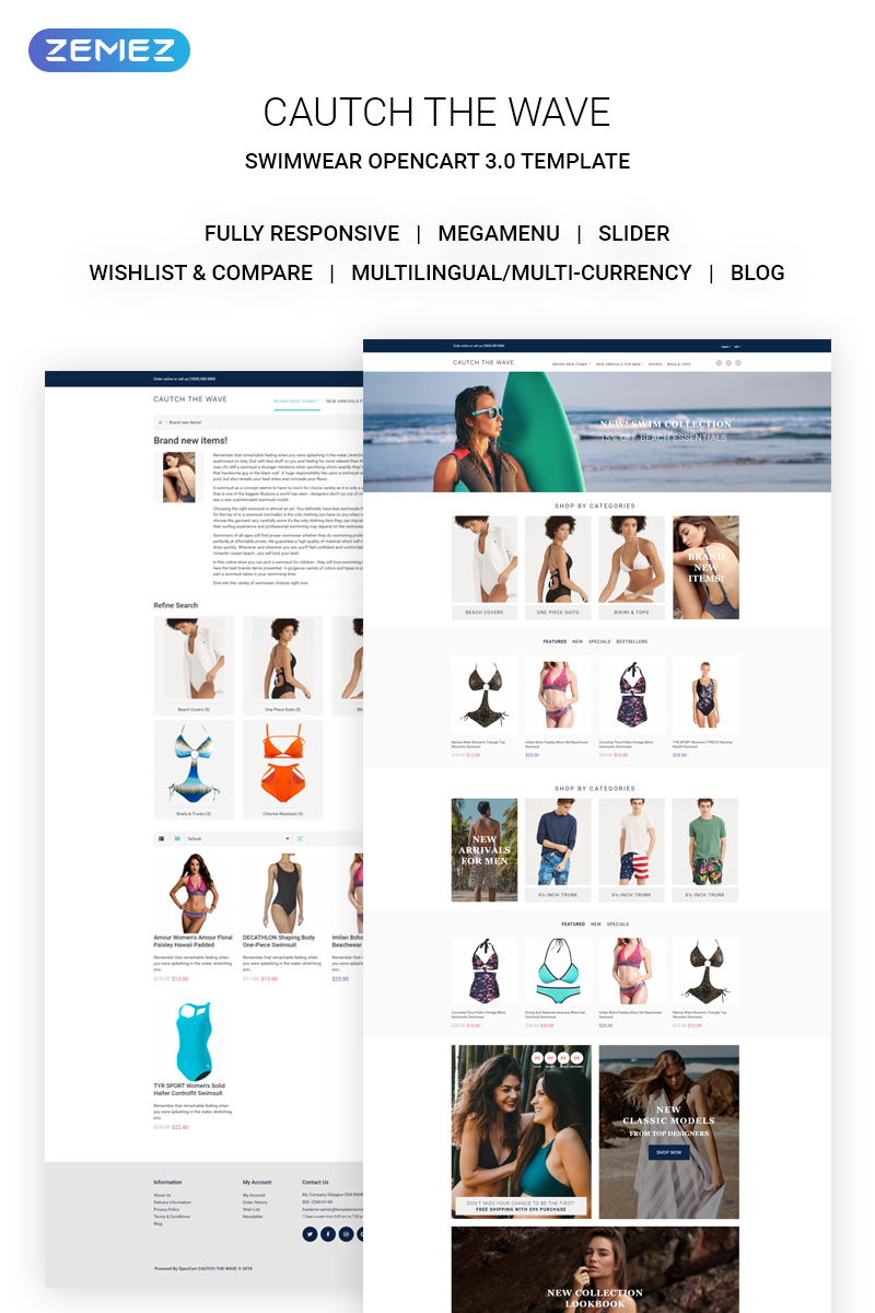 Catch the Wave - Swimwear Responsive OpenCart Template