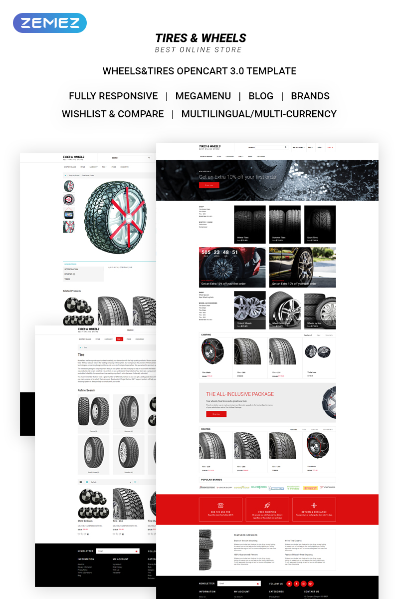 Tires & Wheels - Auto Parts Online Store OpenCart Template