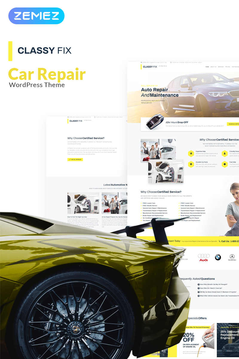 Classy Fix - Car Repair WordPress Elementor Theme