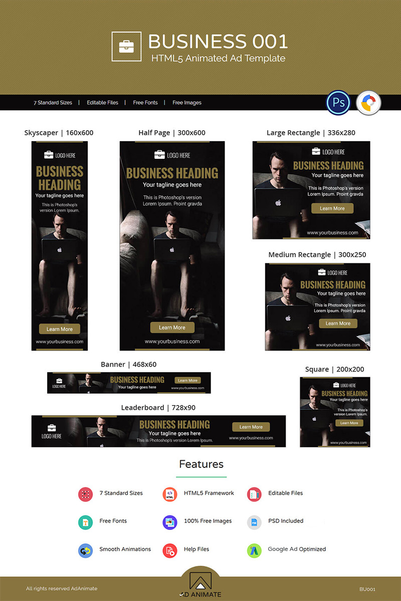 Business HTML24 Ad Animated Banner With Animated Banner Template