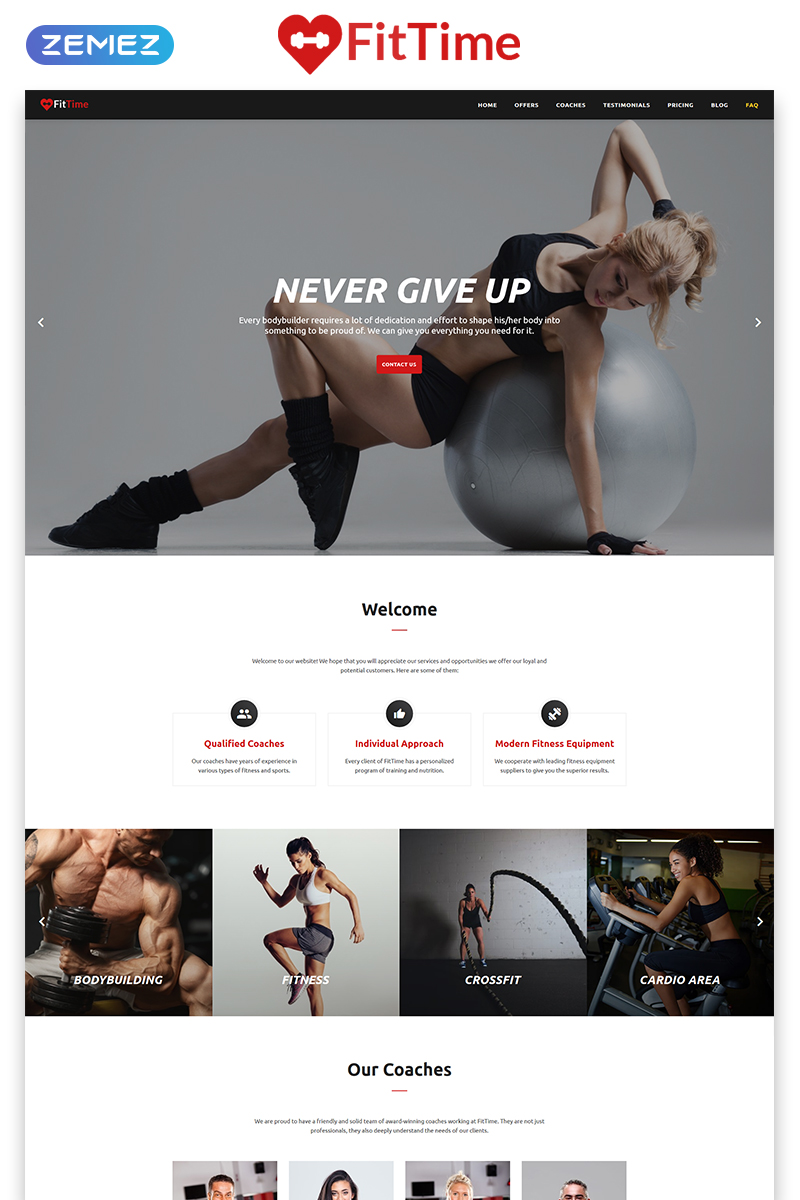 FitTime - Fitness Studio Responsive HTML5 Landing Page Template