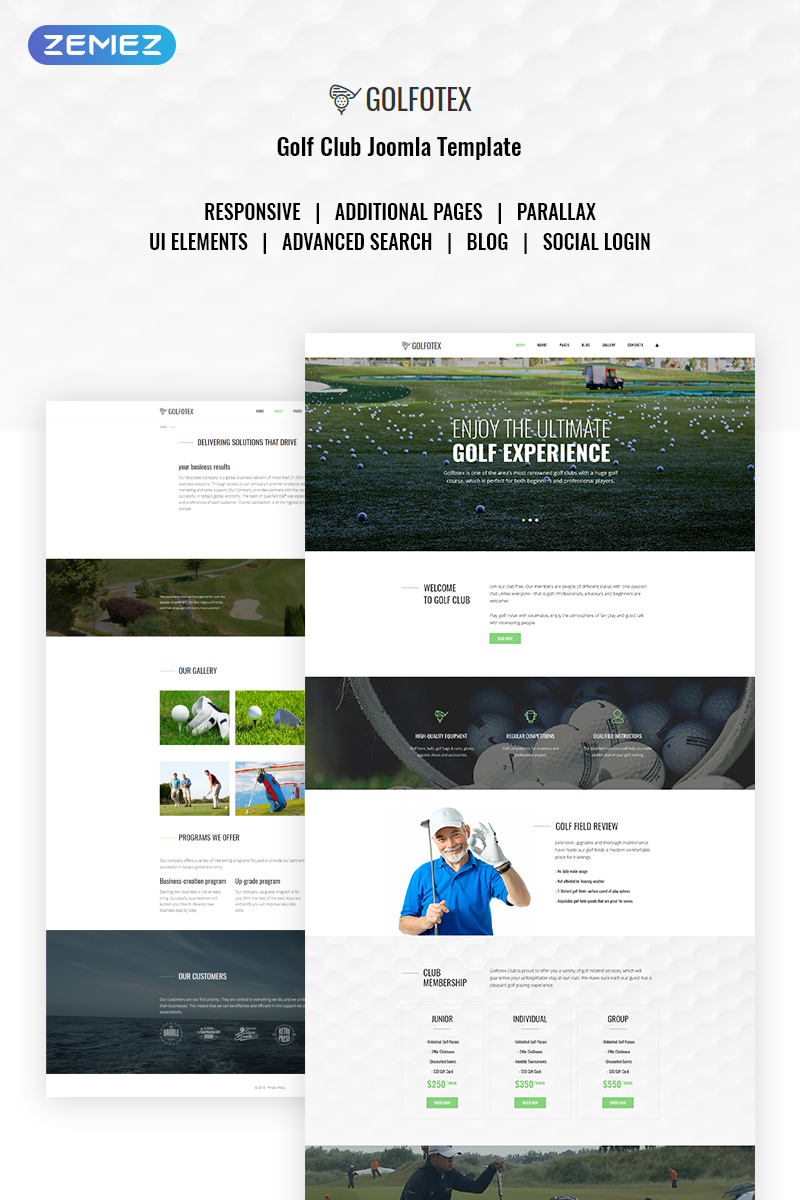 GOLFTEX - Modern Golf Club Joomla Template