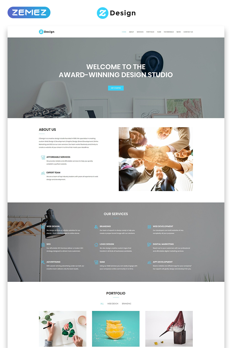 Z Design - Design Studio HTML Landing Page Template