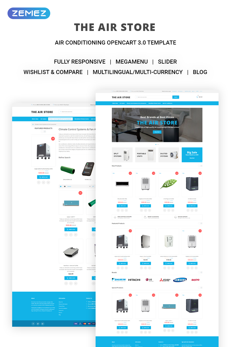 The Air Store - Simple Air Conditioning Systems Online Shop OpenCart Template