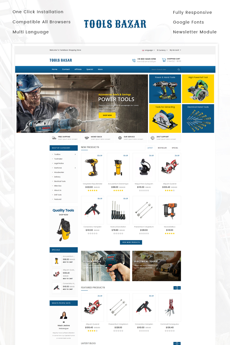 Tools Bazar - HandTools Store OpenCart Responsive Template