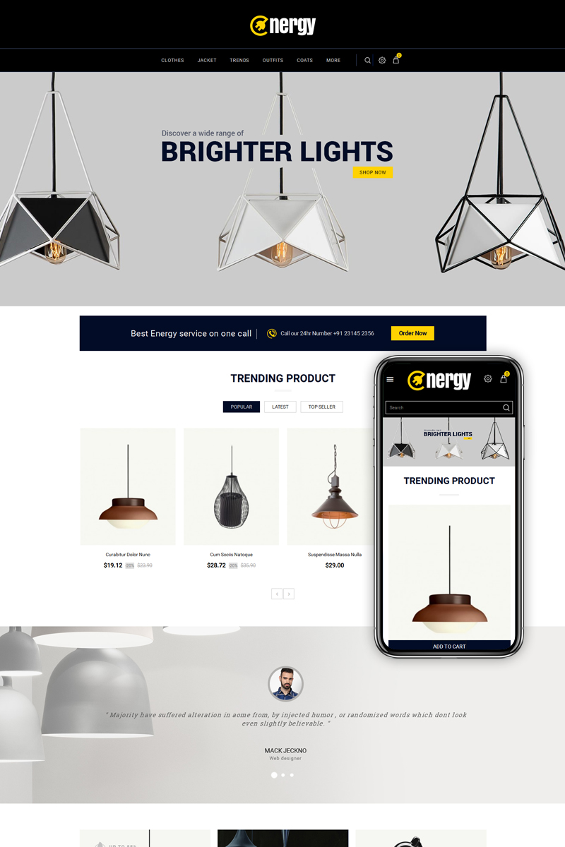 Energy - Lights Store PrestaShop Theme