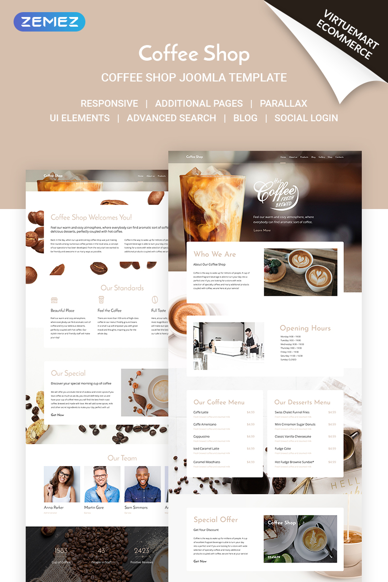 Coffee Shop - Coffe House Responsive Joomla Template