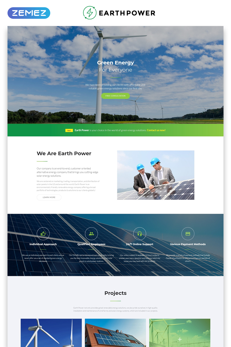 EarthPower - Green Energy HTML5 Landing Page Template