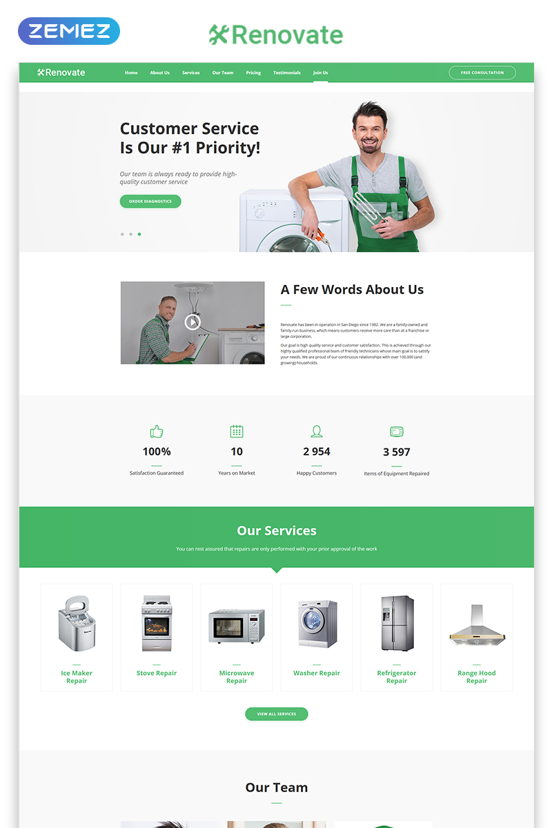 Renovate - Repair Service HTML5 Landing Page Template