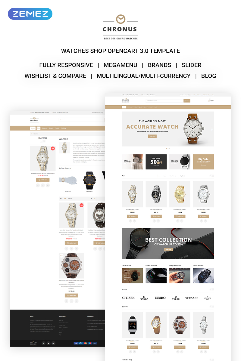 CHRONUS - Watches Shop OpenCart Template