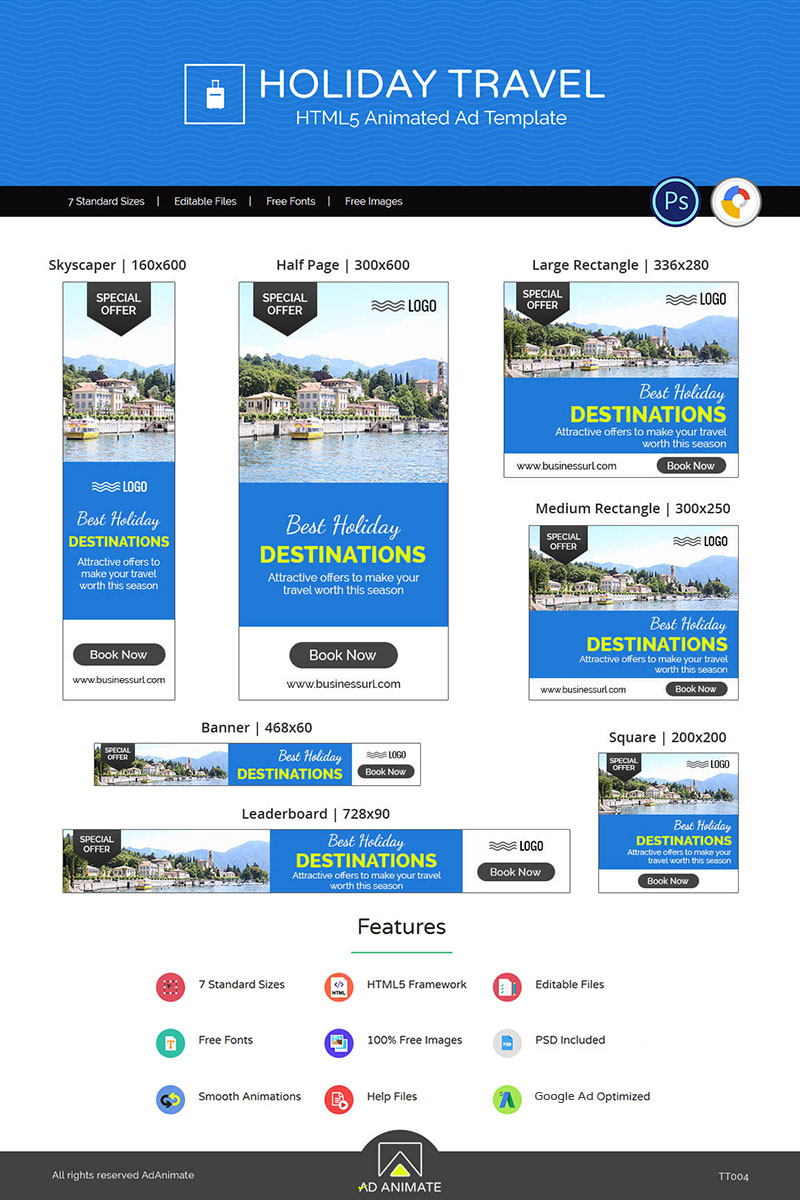 Template 22 : Tour & Travel  Holiday Travel Banner Ad In Animated Banner Template