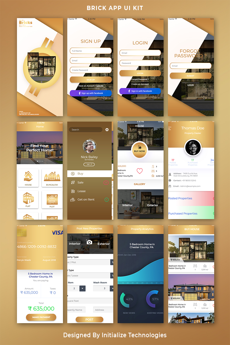 Bricks Mobile App Ui Psd Template