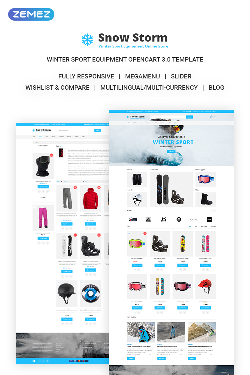 Snow Storm - Winter Sports Equipment Store OpenCart Template