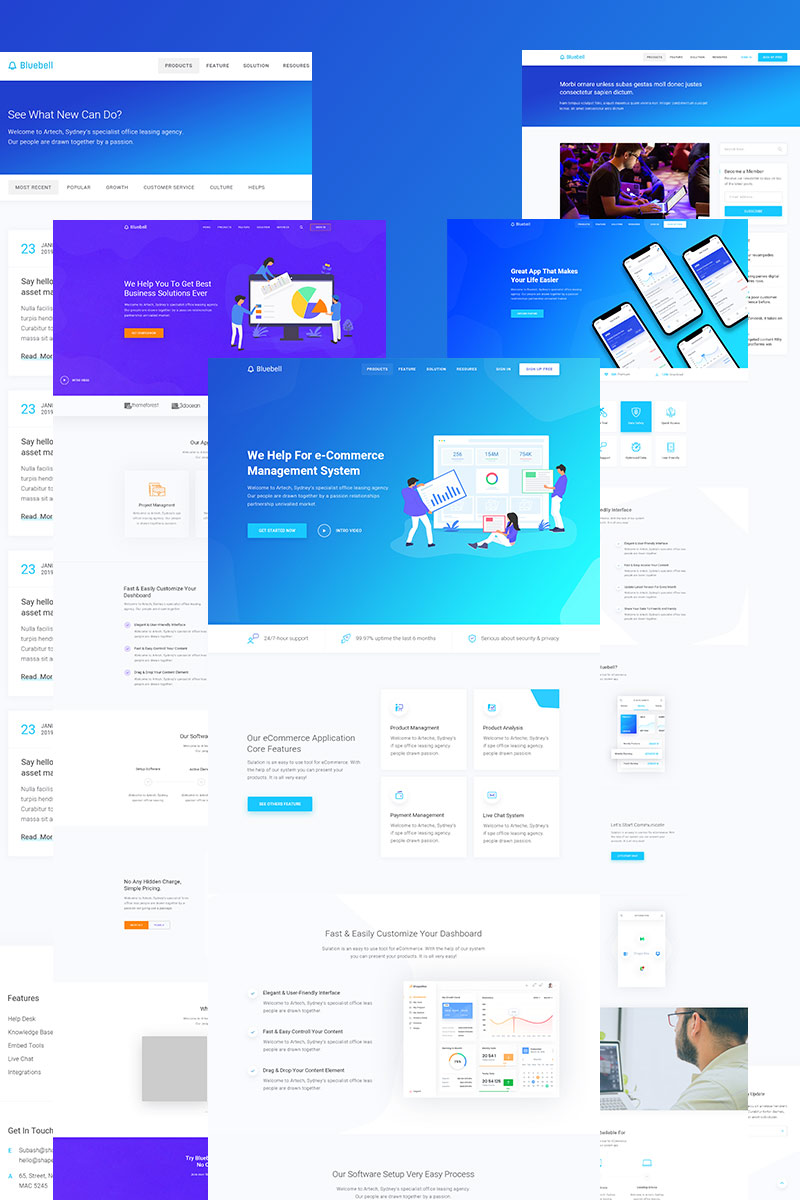 Bluebell - Software, Web App And Startup Tech Company WordPress theme