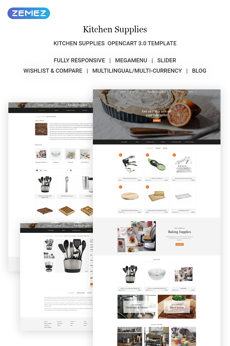 Kitchen Supplies - Elegant Kitchen Accessories Online Store OpenCart Template