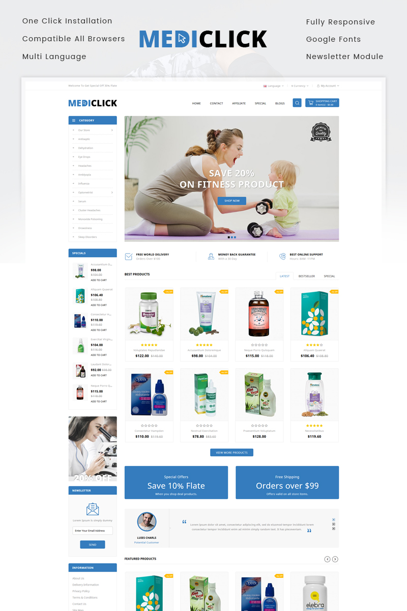 Medi Click - Drugs Store OpenCart Template