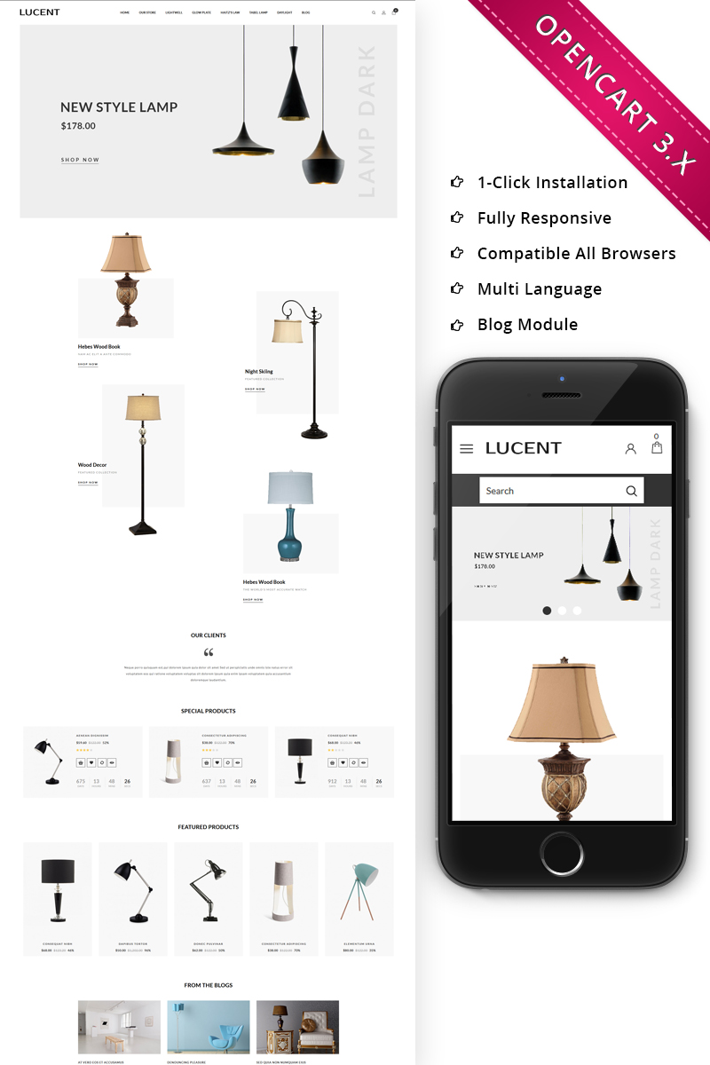 Lucent Light Store Responsive Store OpenCart Template