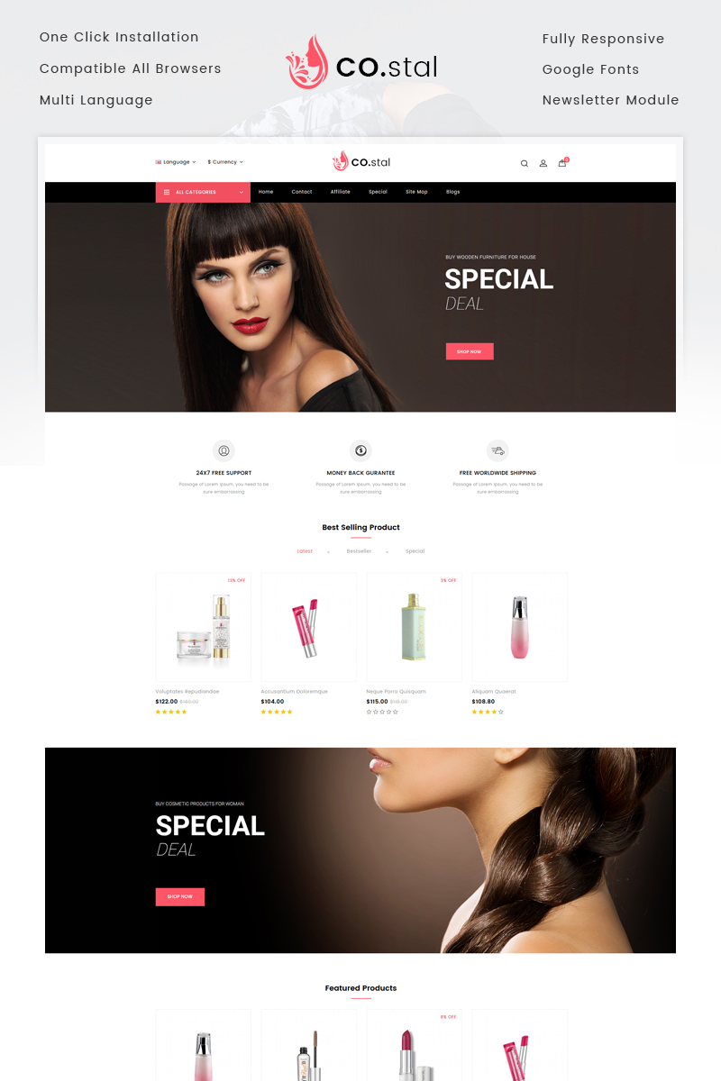 Costal - Beauty Store OpenCart Responsive Template