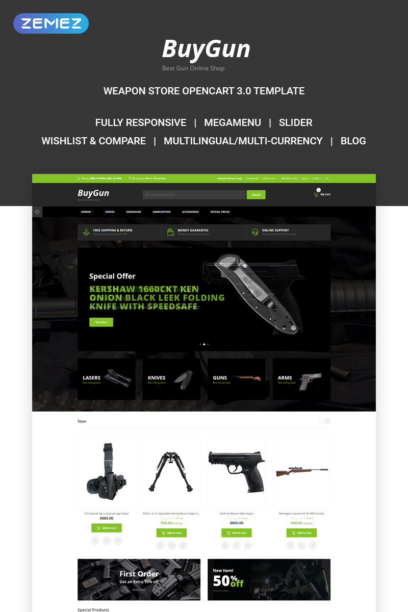 BuyGun - Weapons Store OpenCart Template