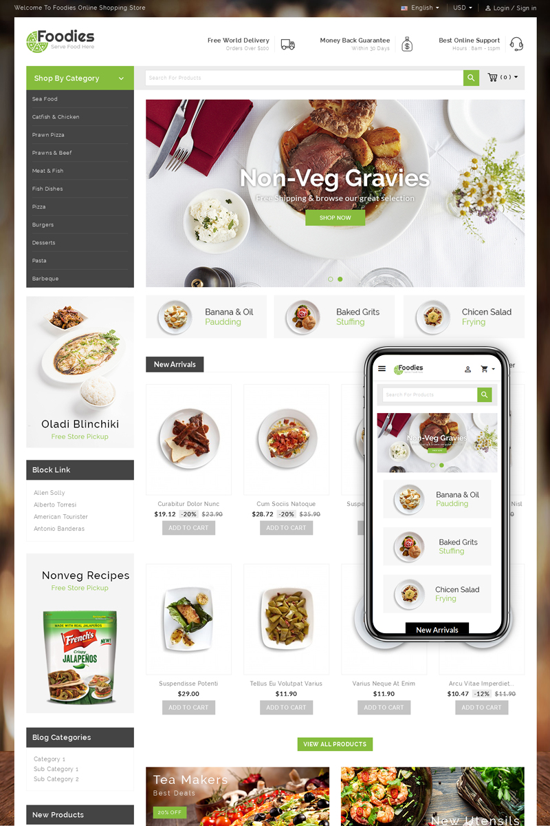 Foodies - Restaurant Store PrestaShop Theme