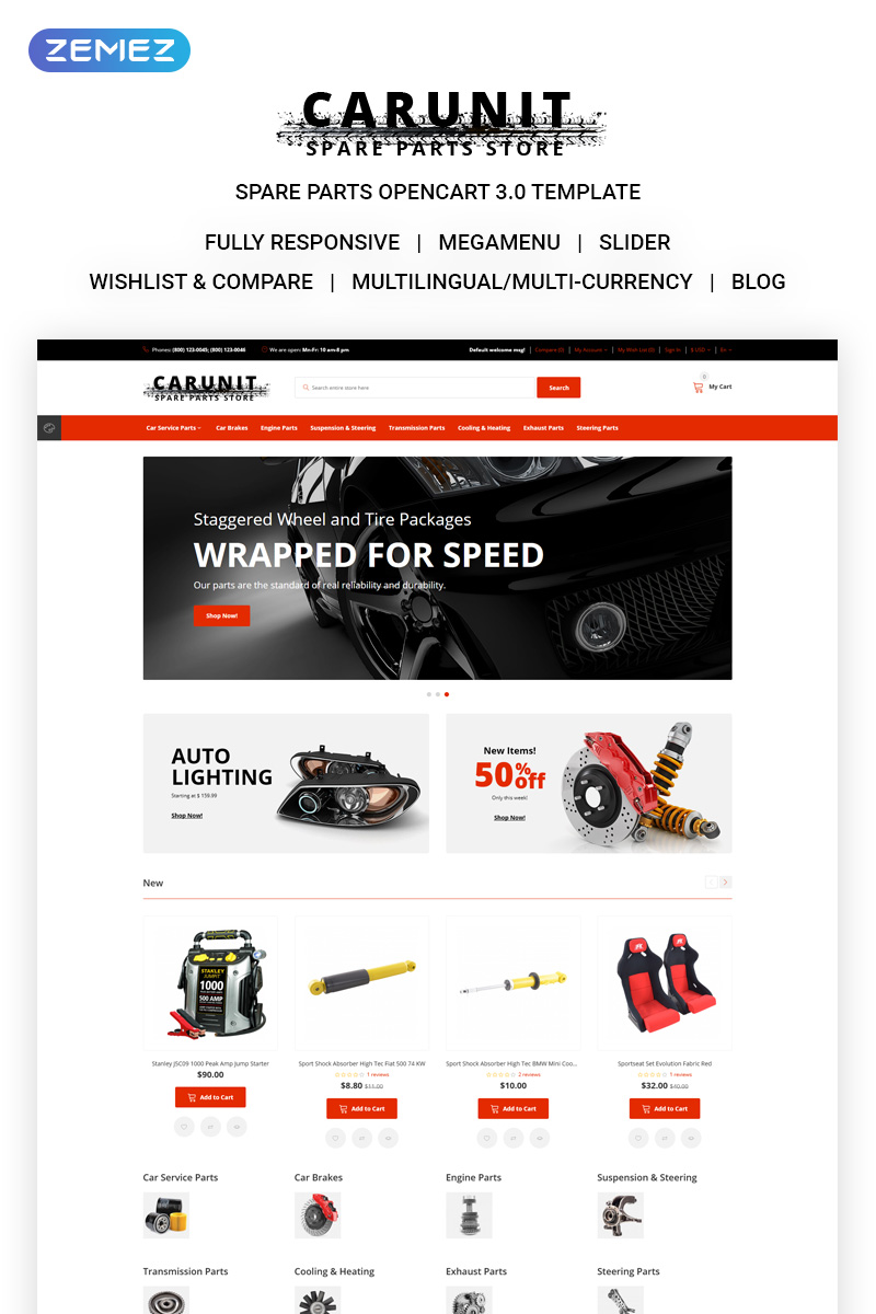 CarUnit - Spare Parts OpenCart Template