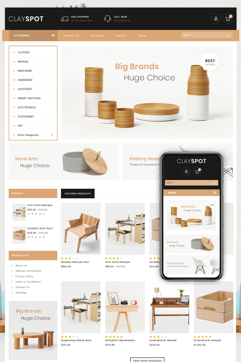 Clayspot - Home Decor Store OpenCart Template