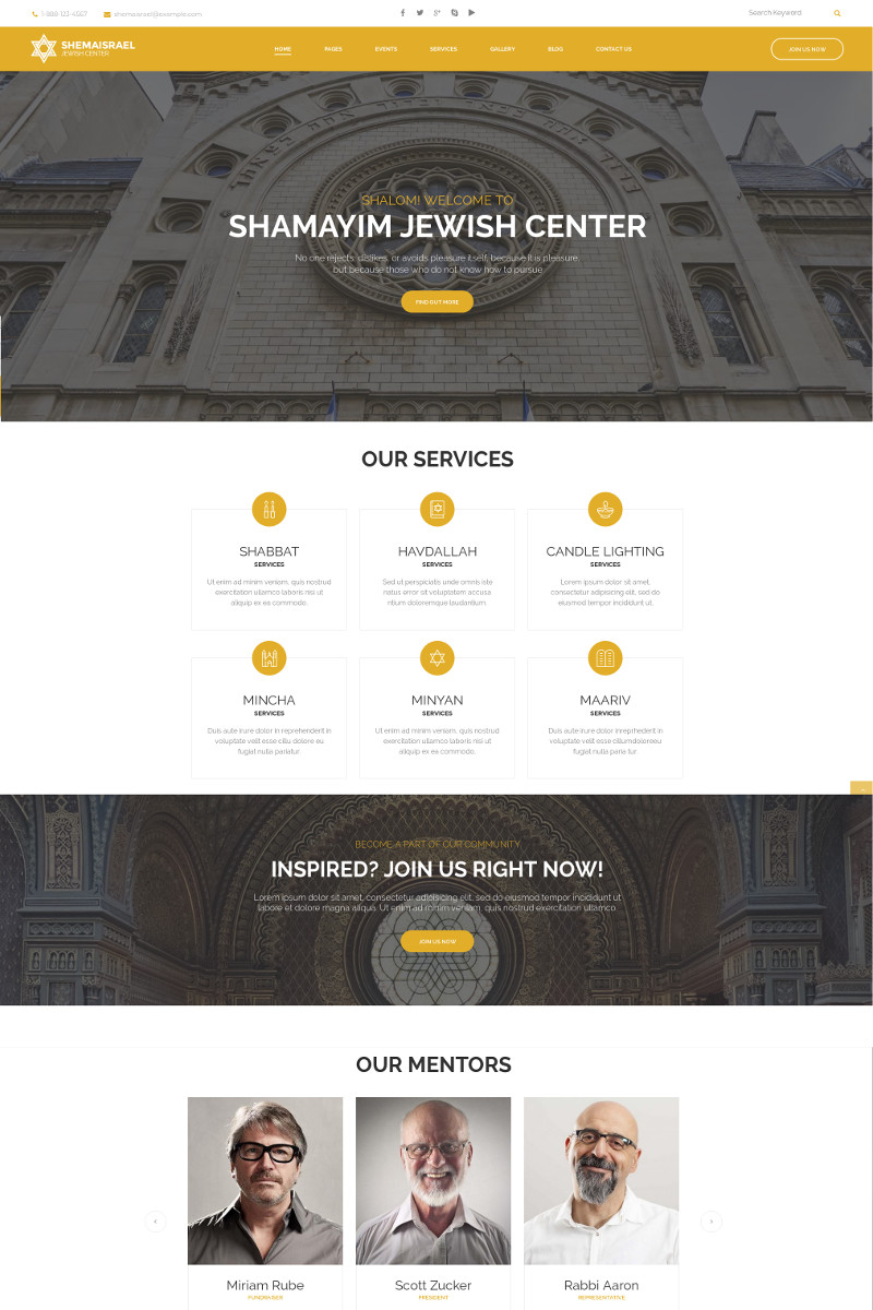 Shema Israel - Jewish Cultural and Religious Center WordPress Theme