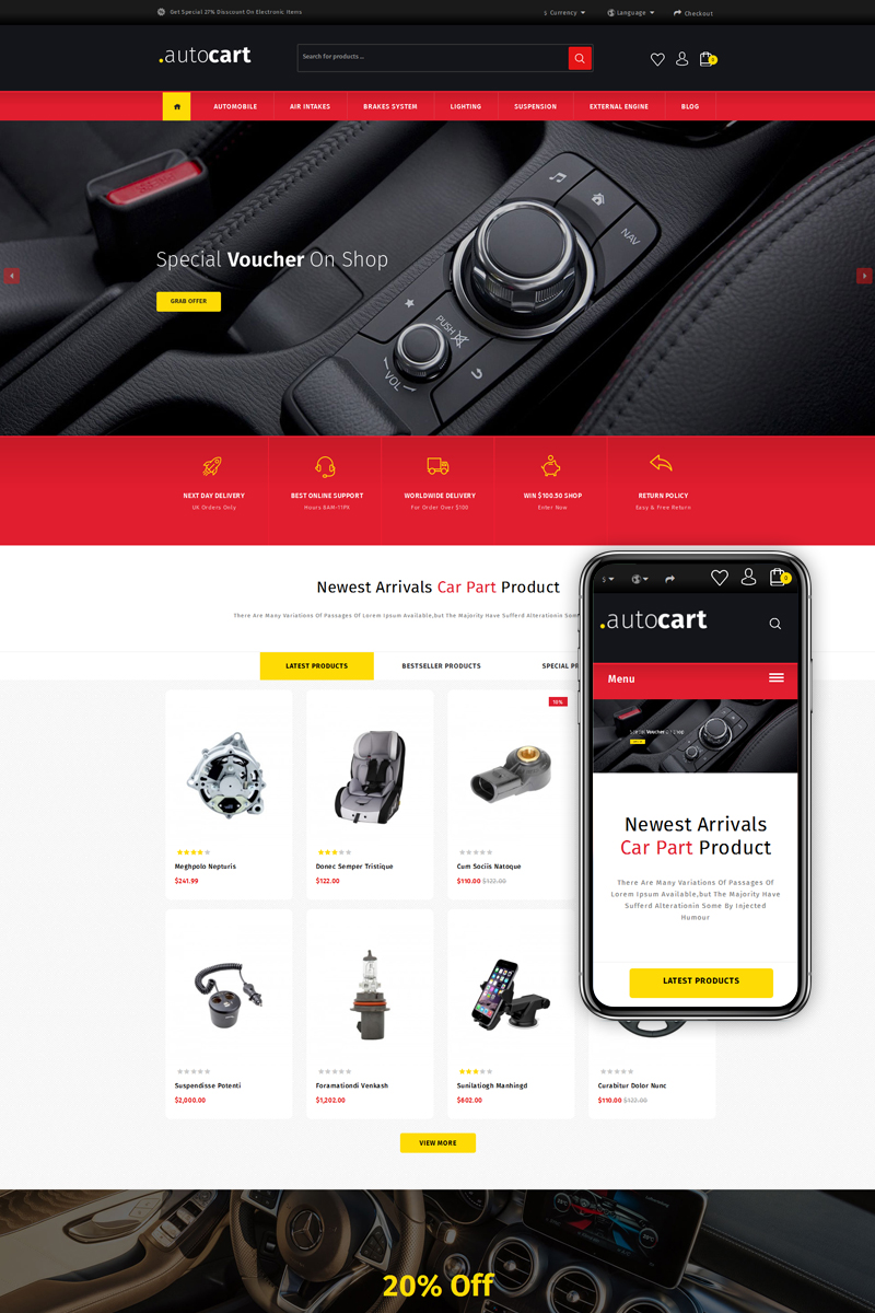 AutoCart - Spare Parts OpenCart Template