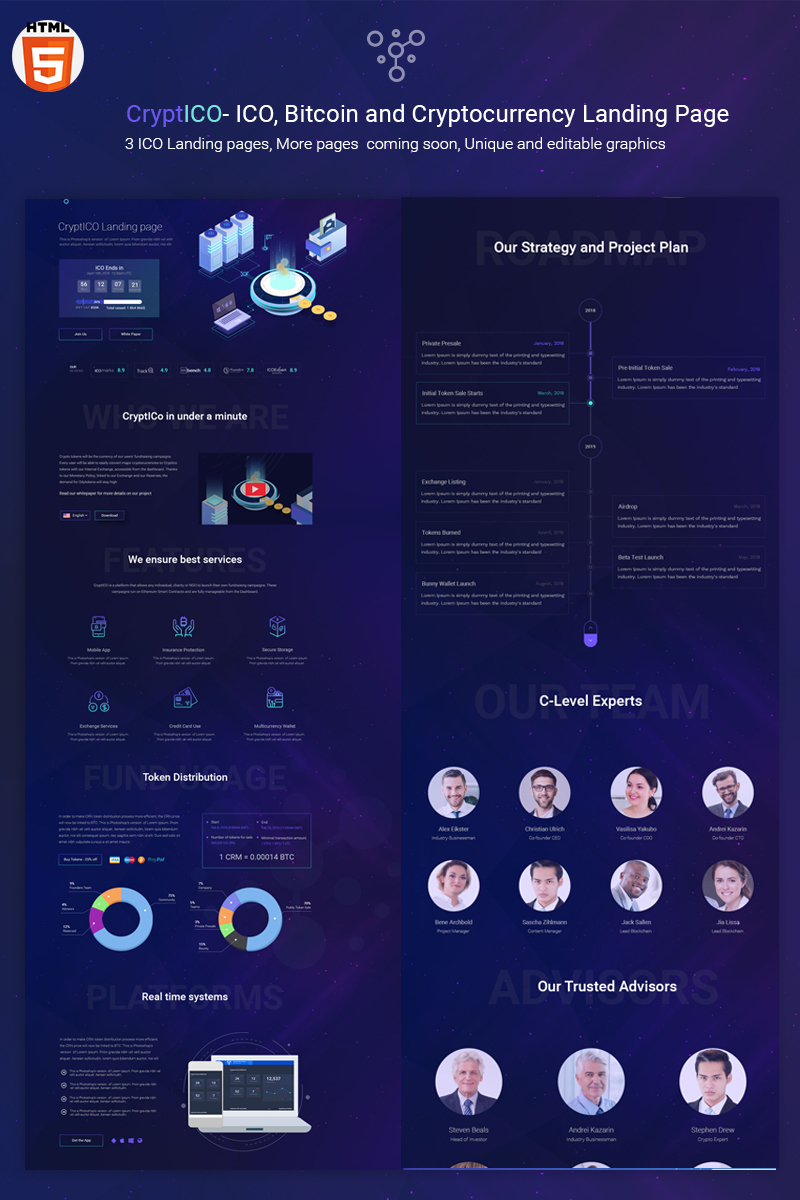 CryptICO - Bitcoin, ICO and Cryptocurrency Landing Page Template
