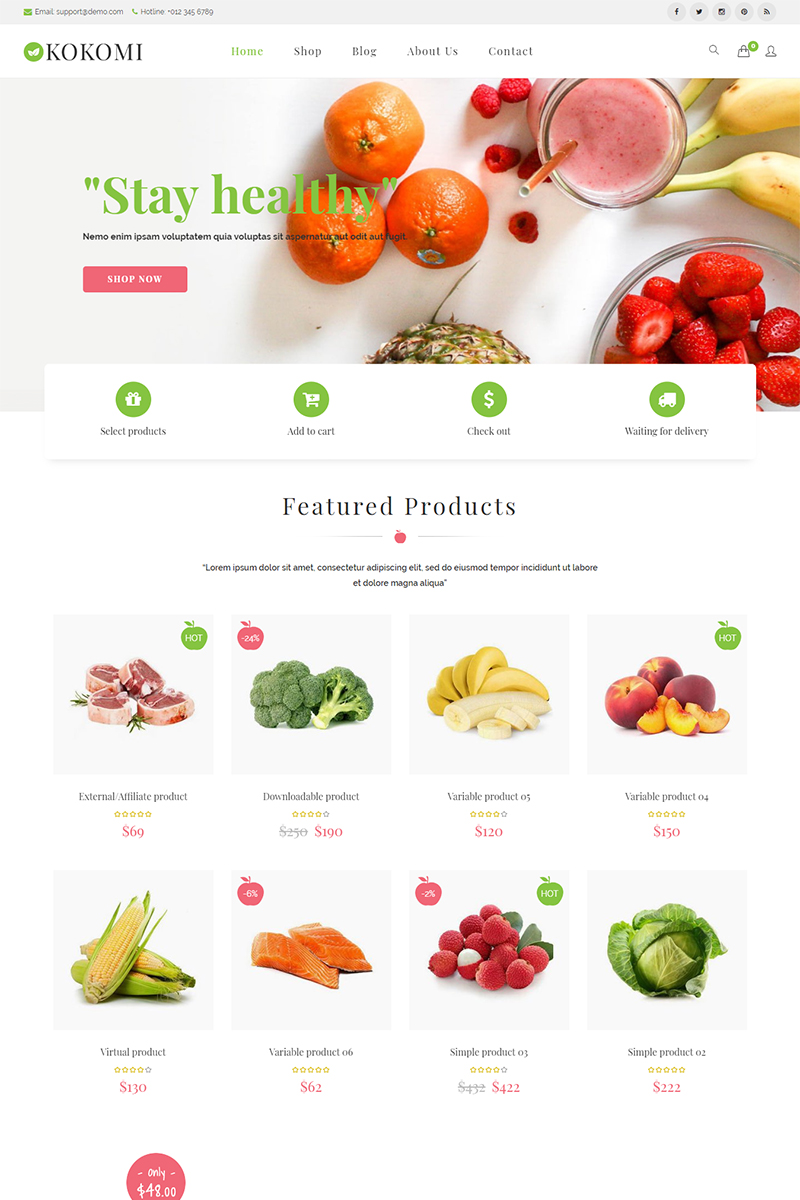 Kokomi - Organic & Food WordPress WooCommerce Theme