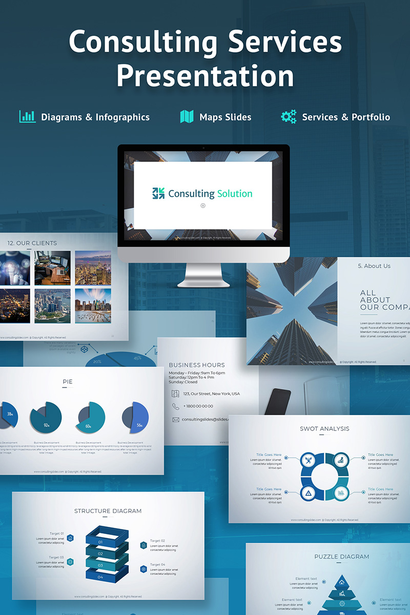 Business Slides Consulting Services PowerPoint template for $18