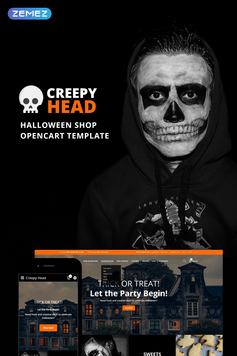 Creepy Head - Halloween Shop OpenCart Template