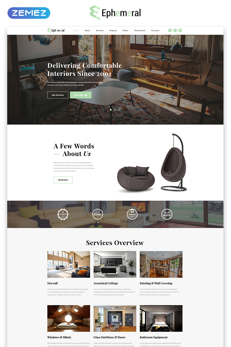 Ephemeral - Interior Design Agency HTML Landing Page Template