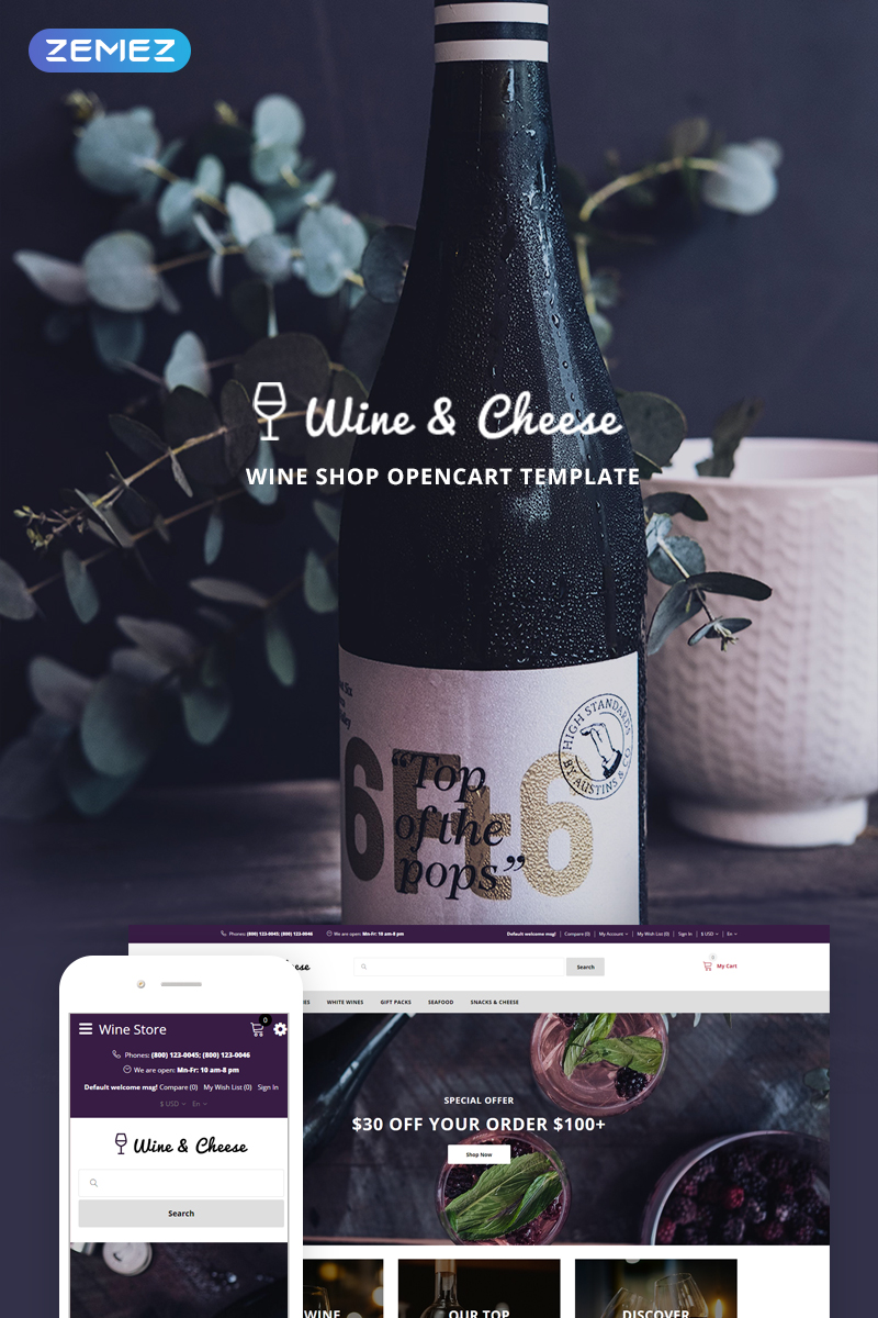 Wine & Cheese - Wine Shop OpenCart Template