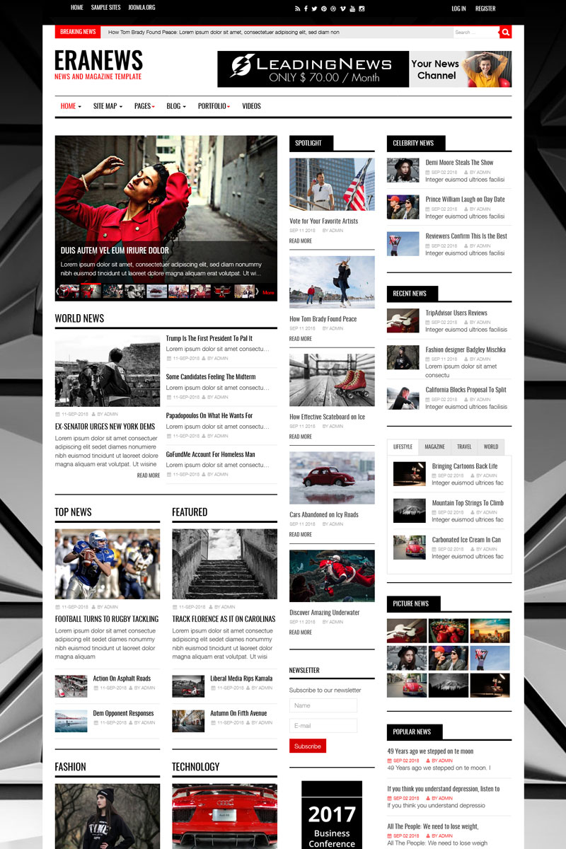 Eranews News and Magazine Joomla 5 joomla 4 and Joomla 3 Template