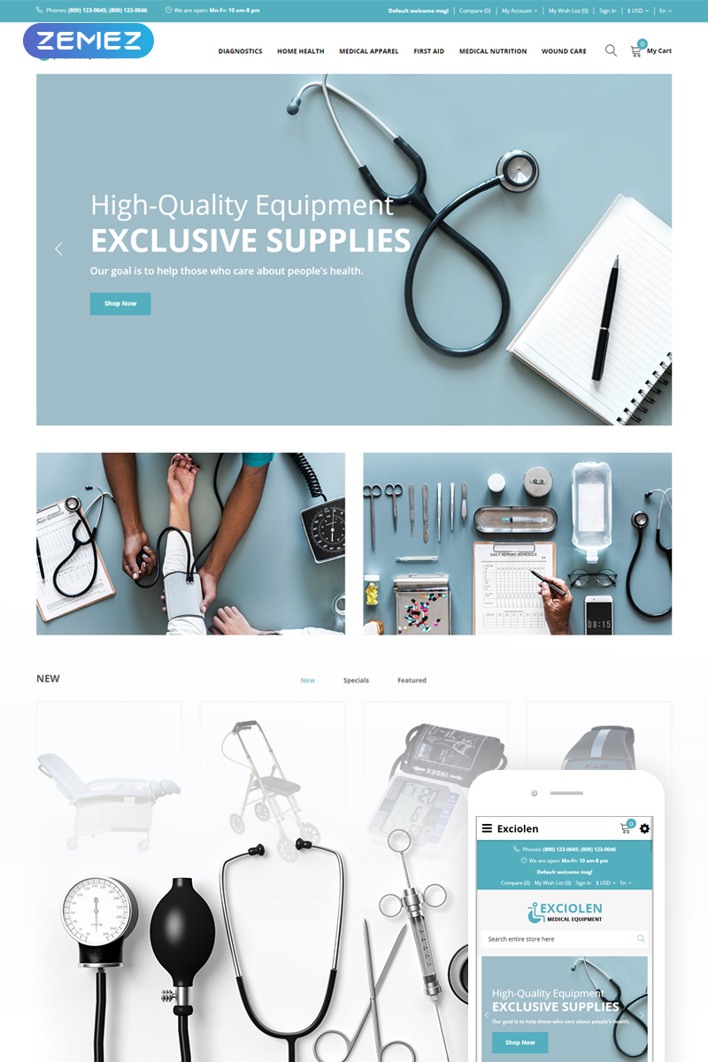 Exciolen - Medical Equipment Store OpenCart Template