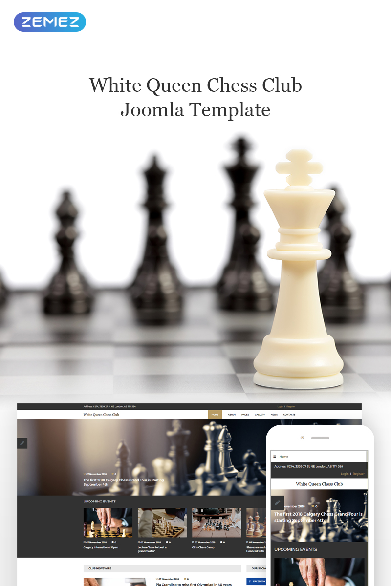 White Queen Chess Club - Chess Joomla Template