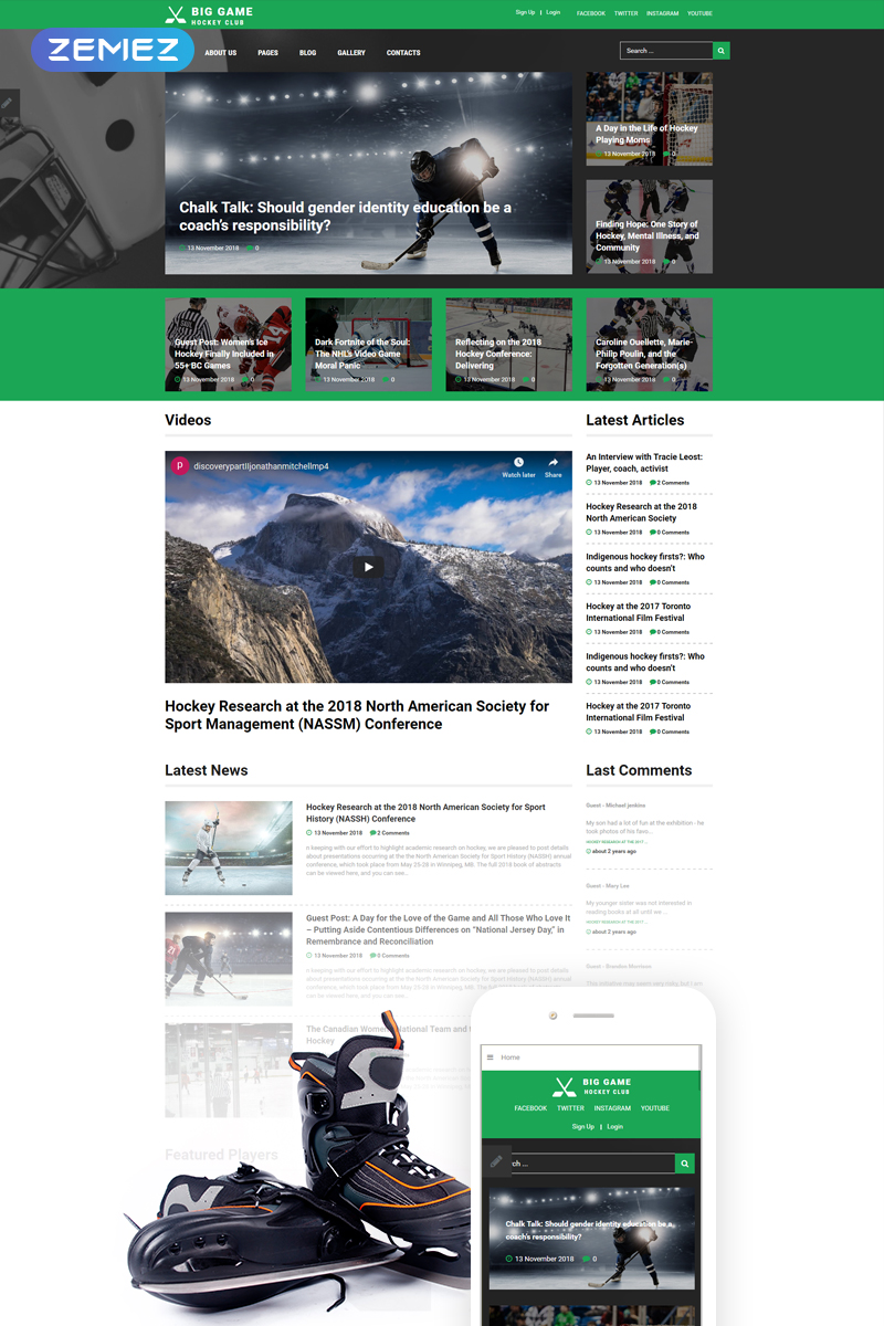 Big Game - Hockey Team Website Ready-To-Use Joomla Template