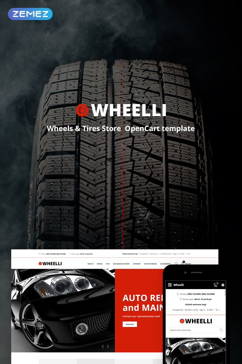 Wheelli - Wheels & Tires Shop Ready-To-Use OpenCart Template