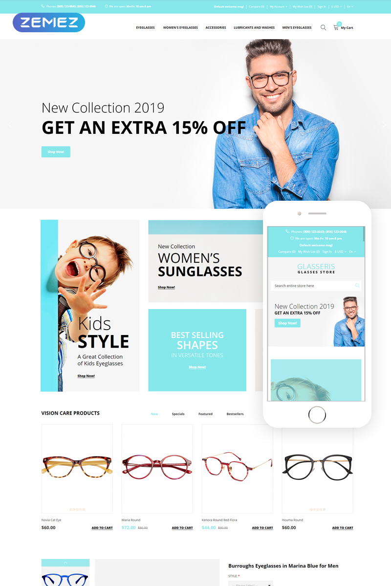 Glasseris - Glasses Store OpenCart Template