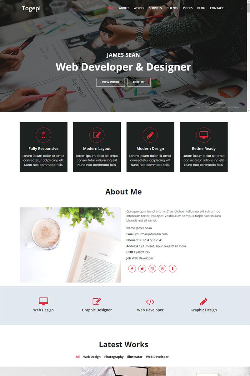 Togepi - Creative Portfolio Bootstrap HTML5 Landing Page Template