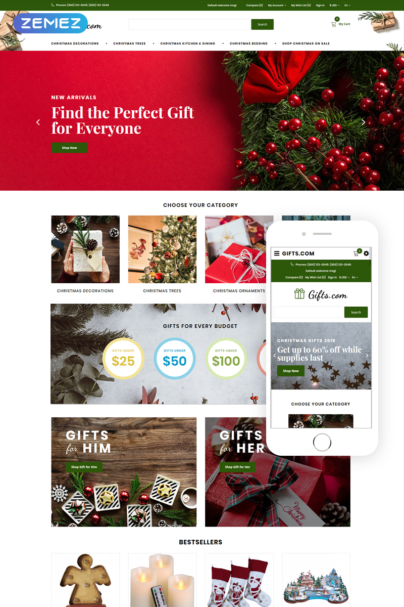 Gifts.com - Christmas Presents Shop OpenCart Template